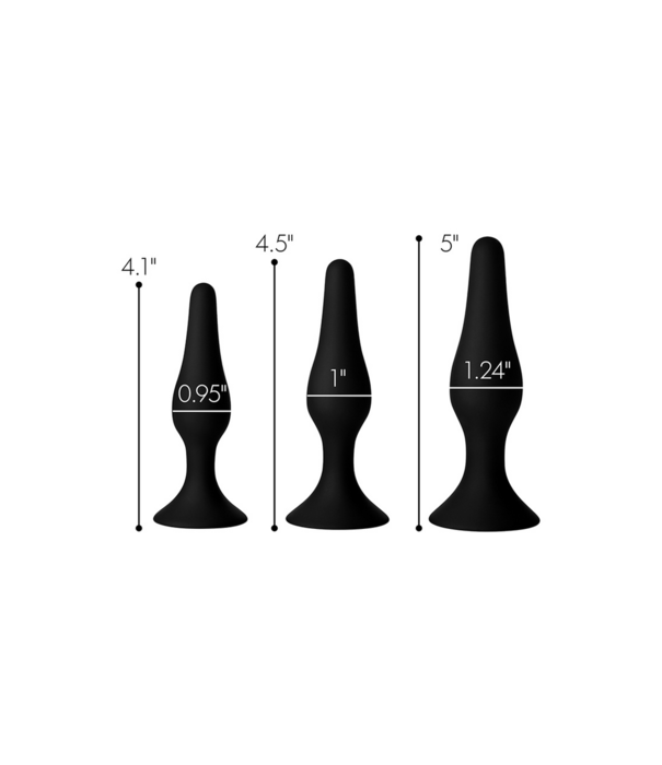 Triple Spire - Tapered Silicone Anale Trainer Set - 3 Stuks - Zwart