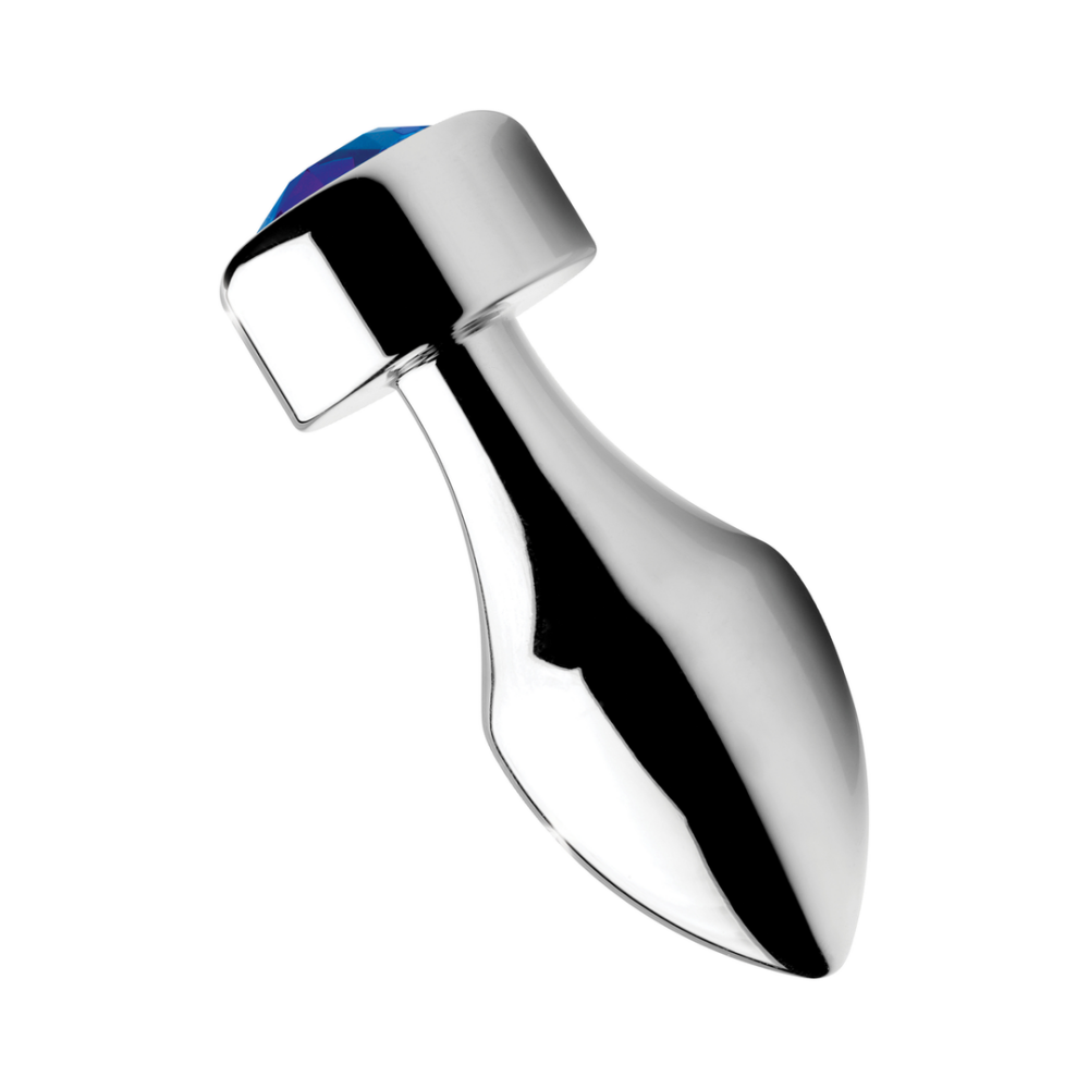 XR Brands Blauwe Edesteen - Gewichte Basis Aluminium Plug - Klein afbeelding