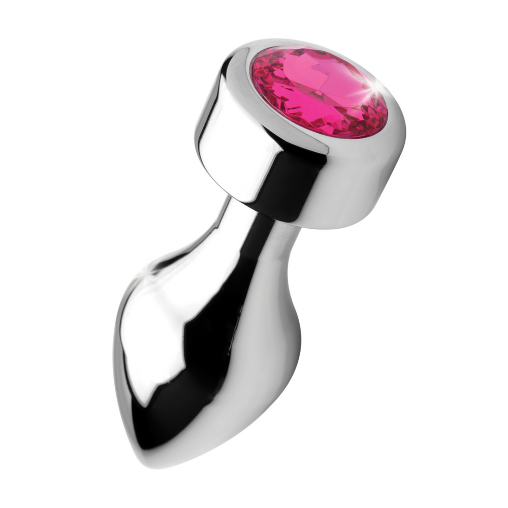 XR Brands Pink Gemstone - Weighted Base Aluminum Plug - Medium afbeelding