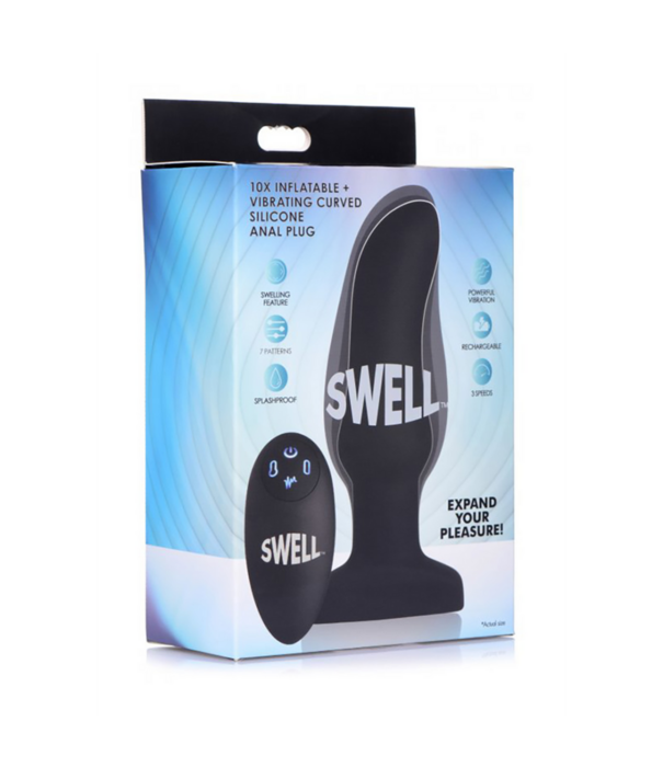 Opblaasbare Gebogen Vibrerende Siliconen Butt Plug