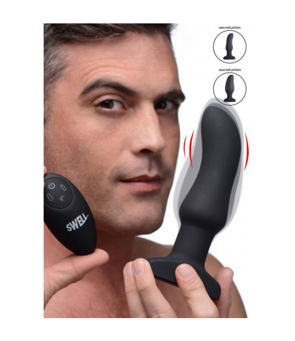 Opblaasbare Gebogen Vibrerende Siliconen Butt Plug