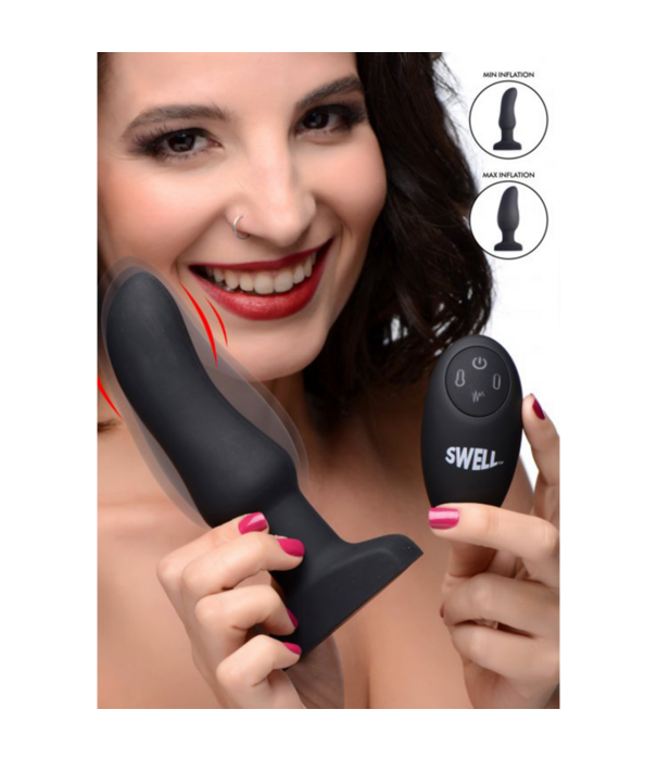 Opblaasbare Gebogen Vibrerende Siliconen Butt Plug