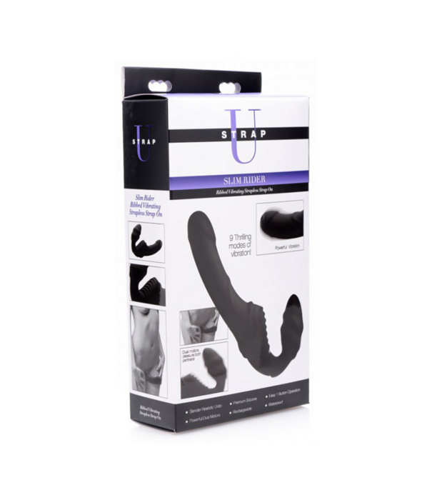 Slim Rider - Ribbed Vibrerende Strapless Strap-On