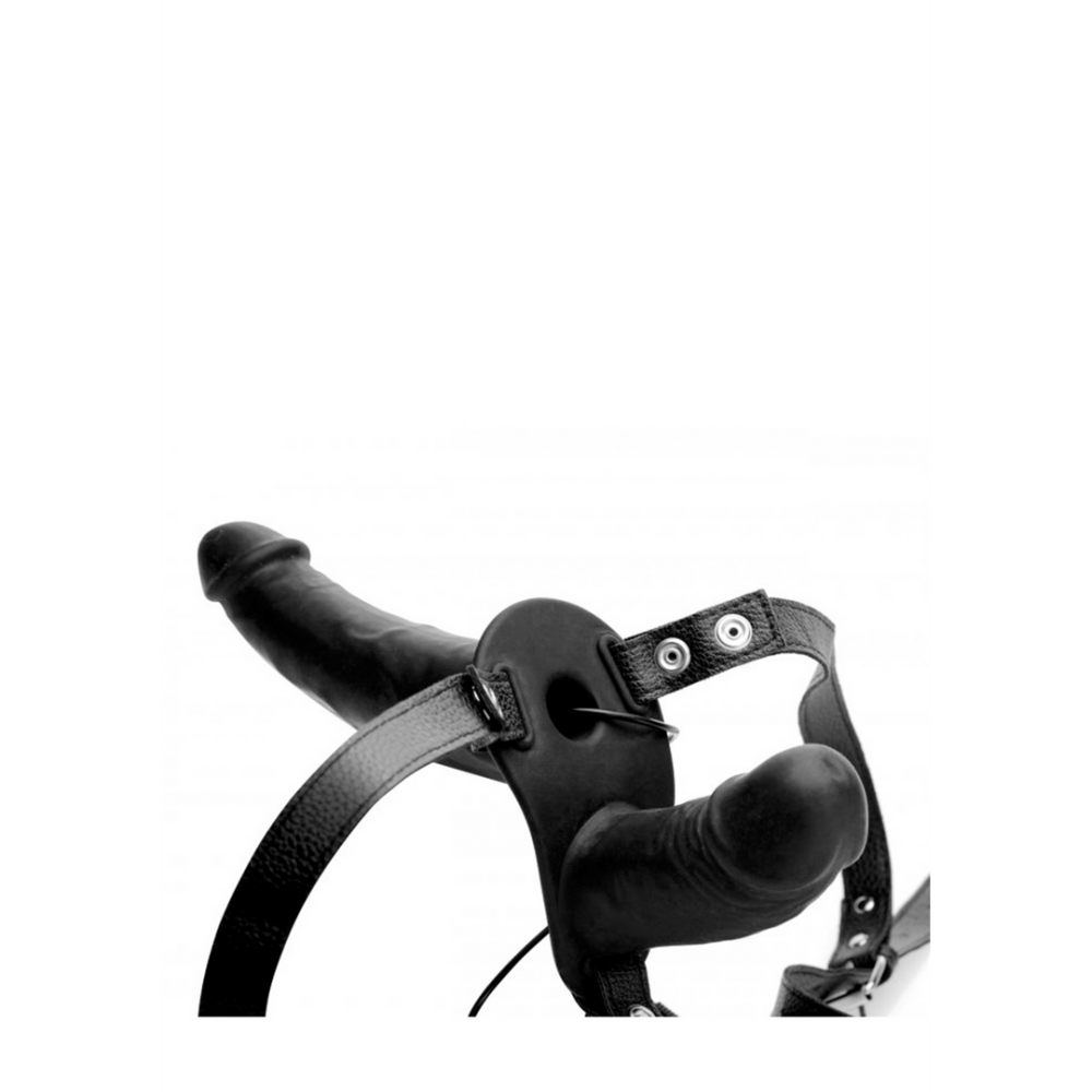 XR Brands Supreme Pleasure - Vibrerende Dubbele Dildo met Harness afbeelding