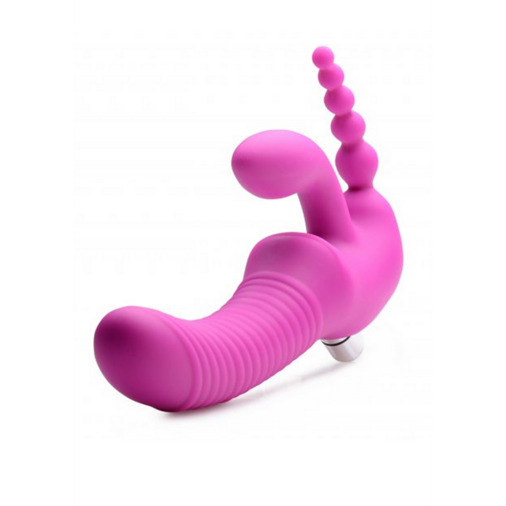 XR Brands Regal Rider - Triple Vibrerende Silicone Strapless Strap-On afbeelding