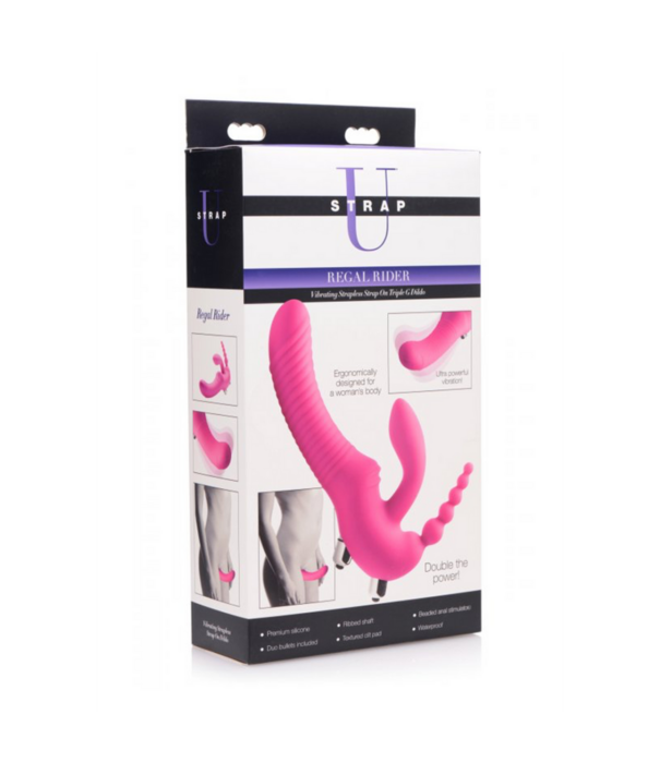 Regal Rider - Triple Vibrerende Silicone Strapless Strap-On
