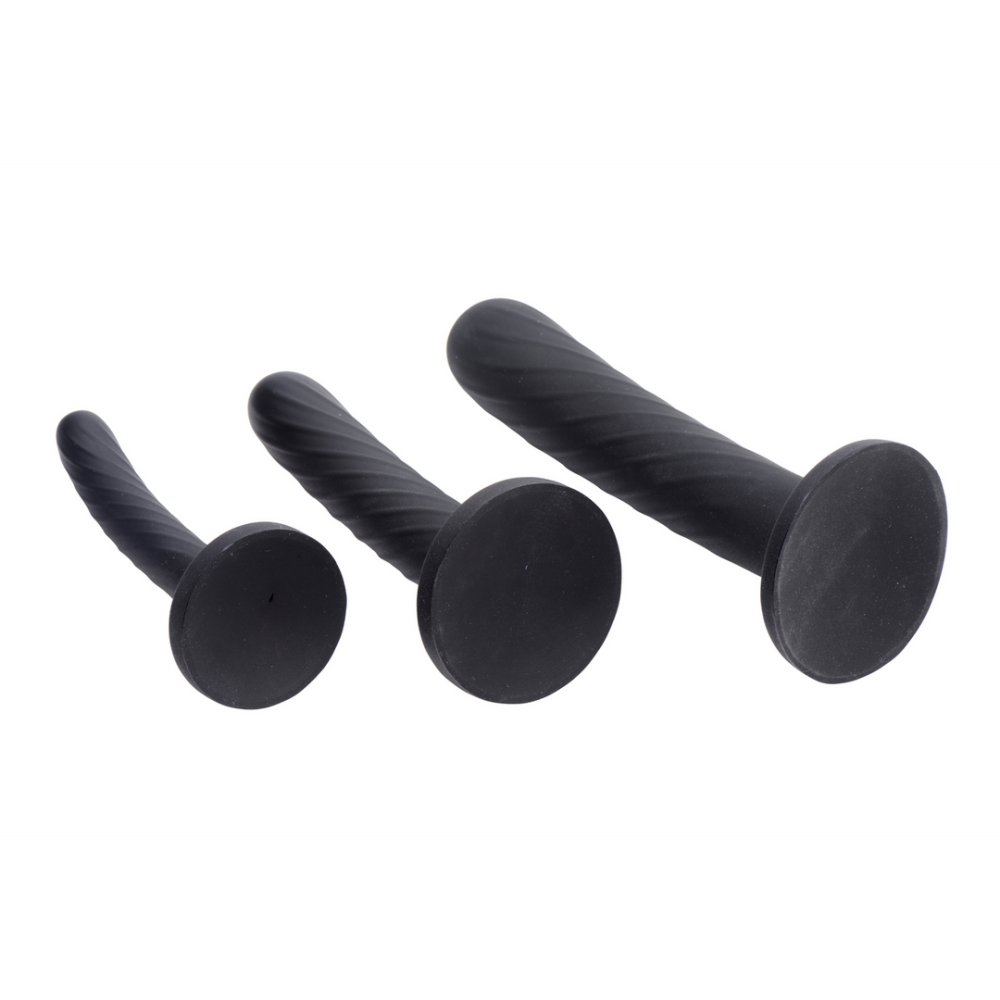 XR Brands Strap-on Siliconen 3-delige set - Zwart afbeelding
