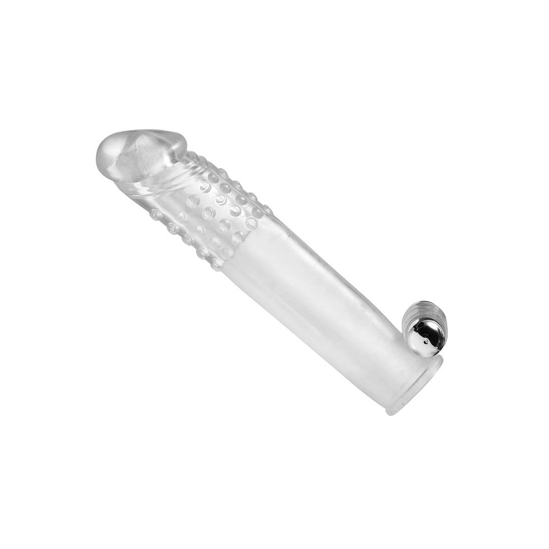 XR Brands Duidelijke Sensaties - Vibrerende Penis Sleeve met Bullet afbeelding