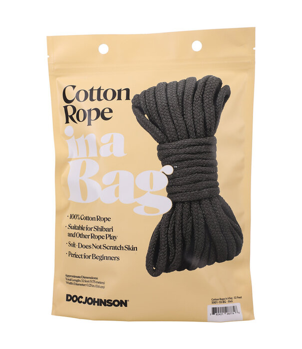 Doc Johnson Katoenen Touw - 32 ft - Zwart