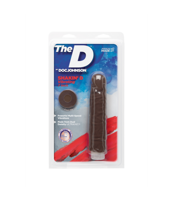 Doc Johnson Shakin' D - Vibrerende Realistische ULTRASKYN Dildo - 7 / 18 cm - Chocolade