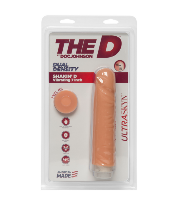 Doc Johnson Shakin' D - Vibrating Realistic ULTRASKYN Dildo - 7 / 18 cm