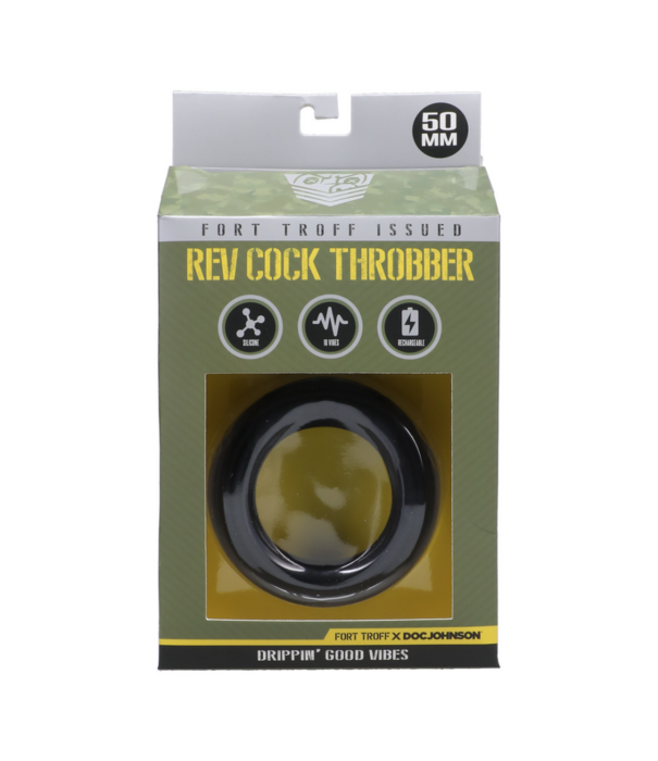 Doc Johnson Rev Cock Throbber - Vibrerende Cockring - Groot - Zwart