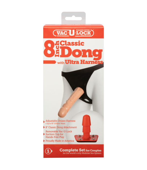 Doc Johnson Klassieke dildo met Ultra harnas - 20 cm - Vanille