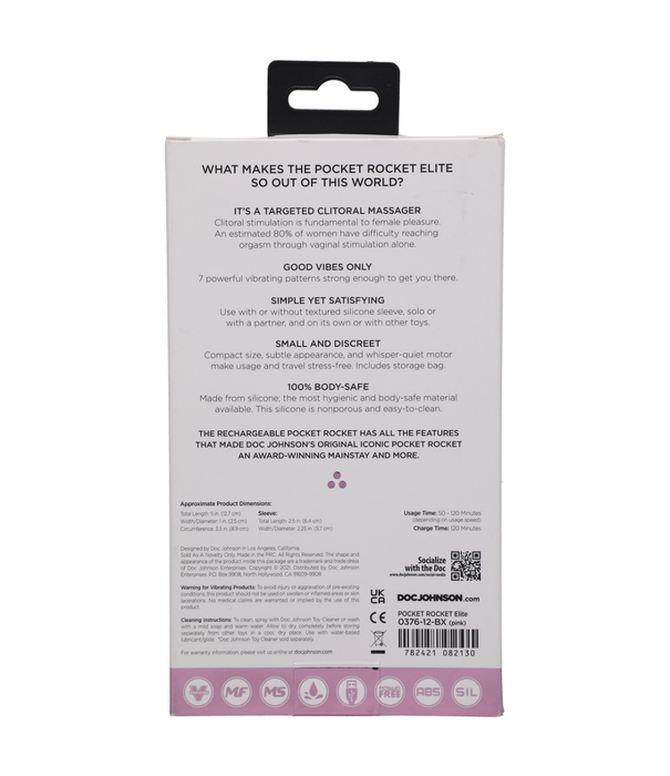 Doc Johnson Elite - Mini Vibrator met Verwisselbare Bevestiging - 4 / 10 cm