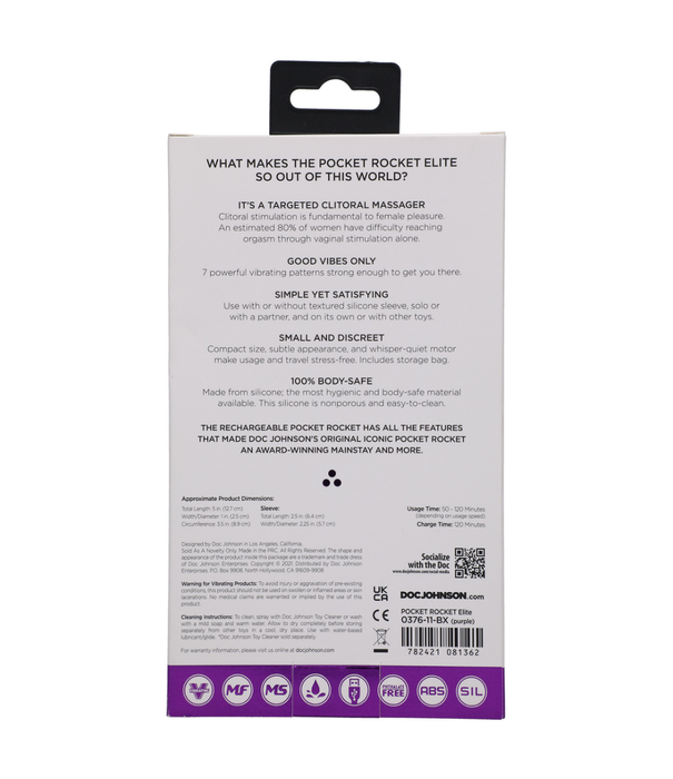 Doc Johnson Elite - Mini Vibrator met verwisselbare opzetstuk - 4 / 10 cm