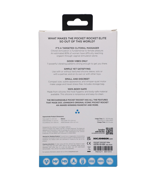 Doc Johnson Elite - Mini Vibrator met verwisselbare opzetstuk - 4 / 10 cm