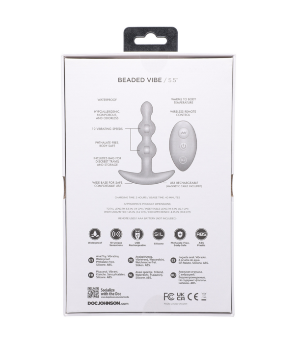 Doc Johnson Beaded Vibe - Siliconen Anale Plug met Afstandsbediening