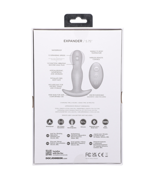 Doc Johnson Expander - Silicone Anale Plug met Afstandsbediening