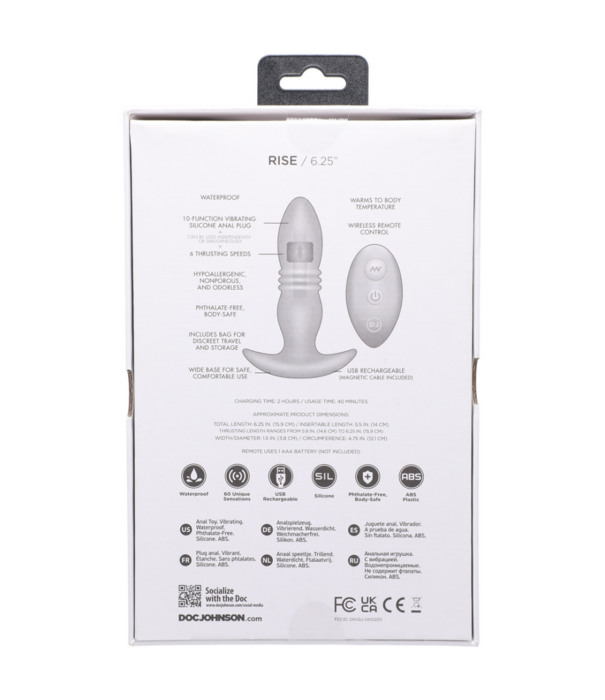 Doc Johnson Rise - Siliconen Anale Plug met Afstandsbediening