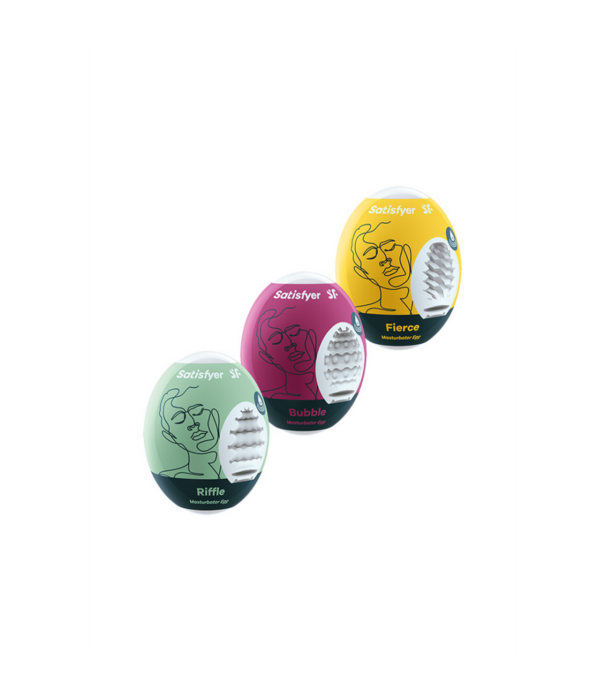 Satisfyer Masturbator Egg Set - Riffle, Bubble, Fierce - 3 Stuks