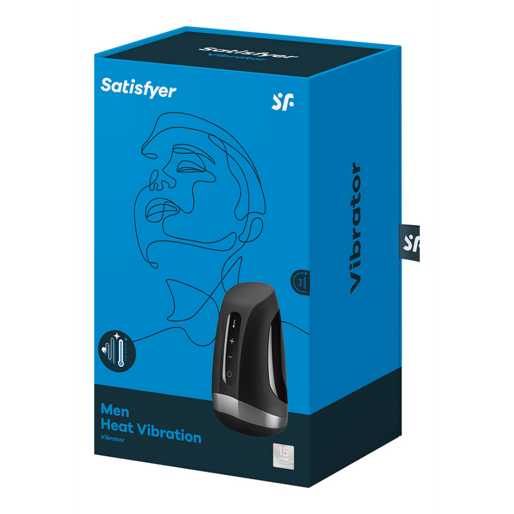 Satisfyer Mannen Heat Vibration - Verwarmende en Vibrerende Masturbator - Zwart afbeelding