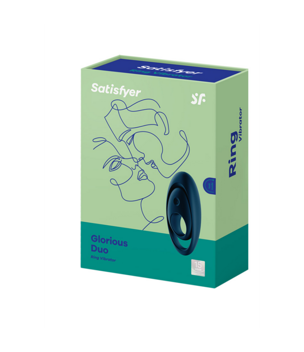 Satisfyer Glorious Duo Ring - Vibrerende Cockring met Dubbele Band - Donkerblauw