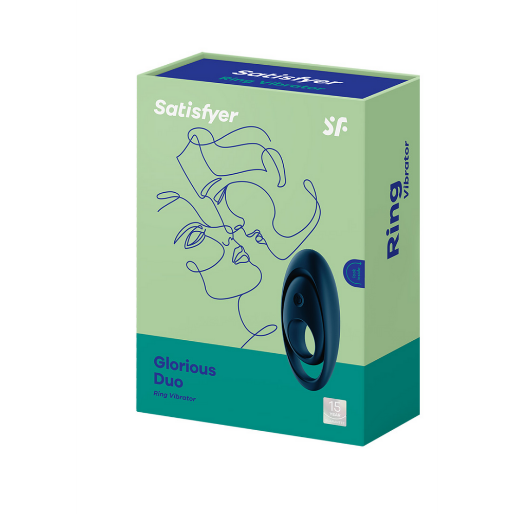 Satisfyer Glorious Duo Ring - Vibrerende Cockring met Dubbele Band - Donkerblauw afbeelding