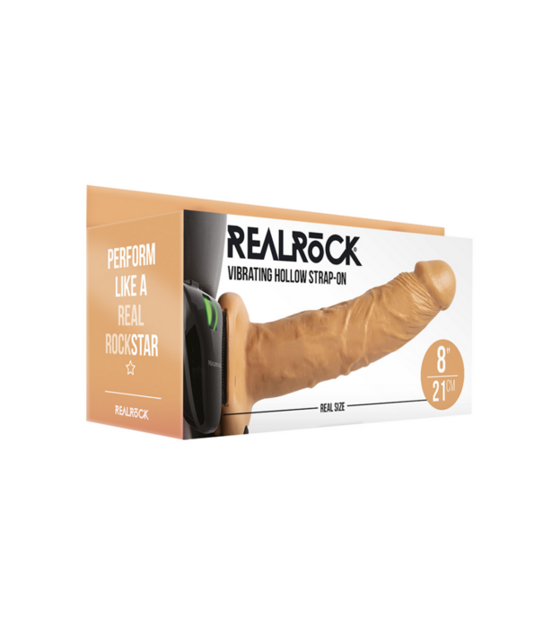 RealRock by Shots Vibrerende Hollow Strap-On zonder Ballen - 8 / 20,5 cm
