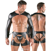 Svenjoyment Bondage Mattlook Set – 3-delig Fetish Outfit met Bolero, Heupharnas & Jockstrap