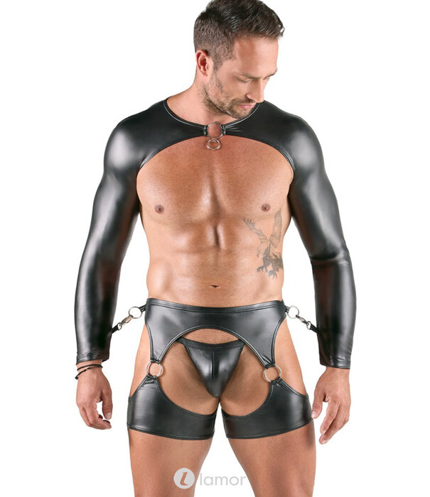 * SVENJOYMENT Svenjoyment Bondage Mattlook Set – 3-delig Fetish Outfit met Bolero, Heupharnas & Jockstrap