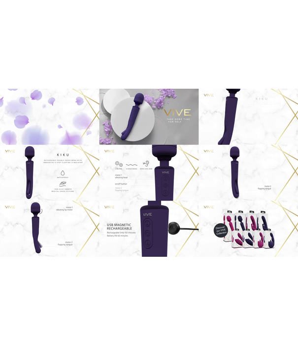 VIVE by Shots Kiku - Dubbelzijdige Wand met Innovatieve G-Spot Flapper Stimulator - Paars