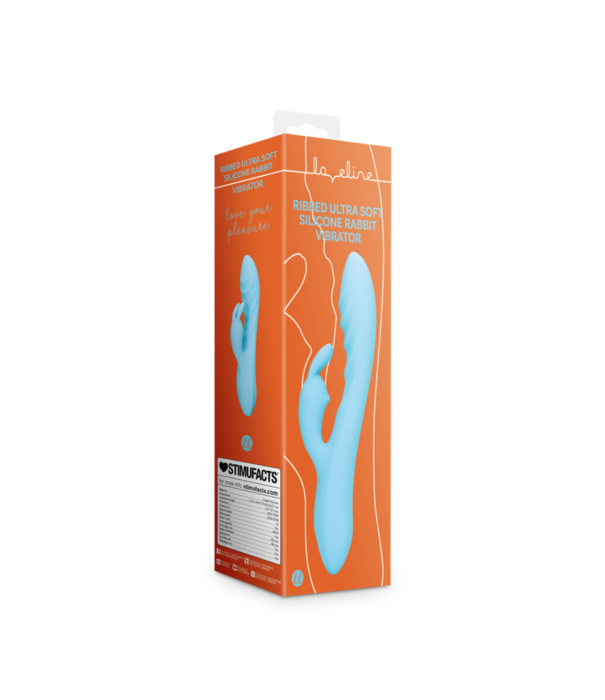 Loveline by Shots Geribbelde Ultra Zachte Siliconen Konijn Vibrator - Glaciaal Blauw