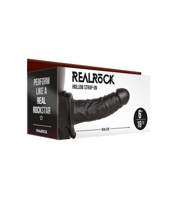 RealRock by Shots Hollow Strap-On zonder Balls - 6 / 15,5 cm