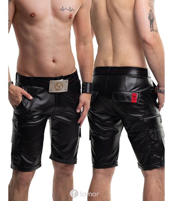 * RFP Stoere Cargo Wetlook Shorts met 8 zakken en rode details van het merk RFP