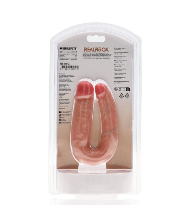 RealRock by Shots U Vormige Dubbele Dildo 5 / 12,7 cm - Vlees