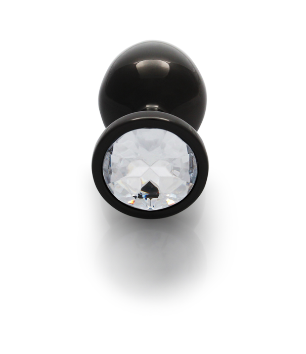 Ouch! by Shots Ronde Gem Butt Plug - Medium - Gunmetal/Diamond