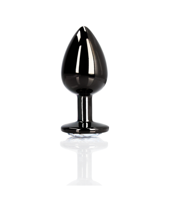 Ouch! by Shots Ronde Gem Butt Plug - Klein - Gunmetal/Diamant