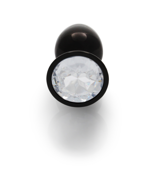 Ouch! by Shots Ronde Gem Butt Plug - Klein - Gunmetal/Diamant