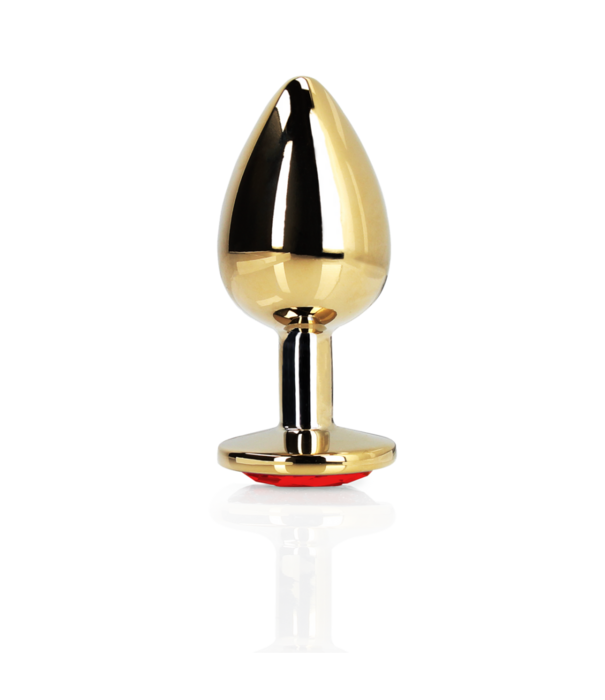 Ouch! by Shots Hartje Gem Buttplug - Medium - Goud/Ruby Rood