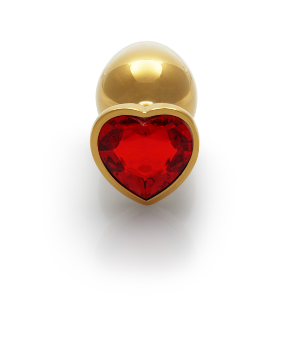 Ouch! by Shots Hartje Gem Buttplug - Medium - Goud/Ruby Rood