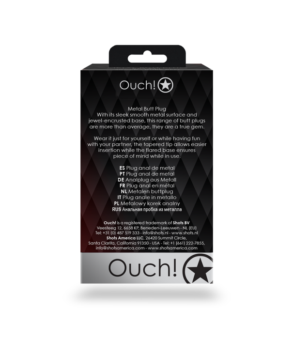 Ouch! by Shots Heart Gem Butt Plug - Medium - Zilver/Rubellite Roze