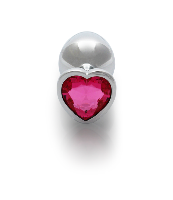 Ouch! by Shots Heart Gem Butt Plug - Medium - Zilver/Rubellite Roze