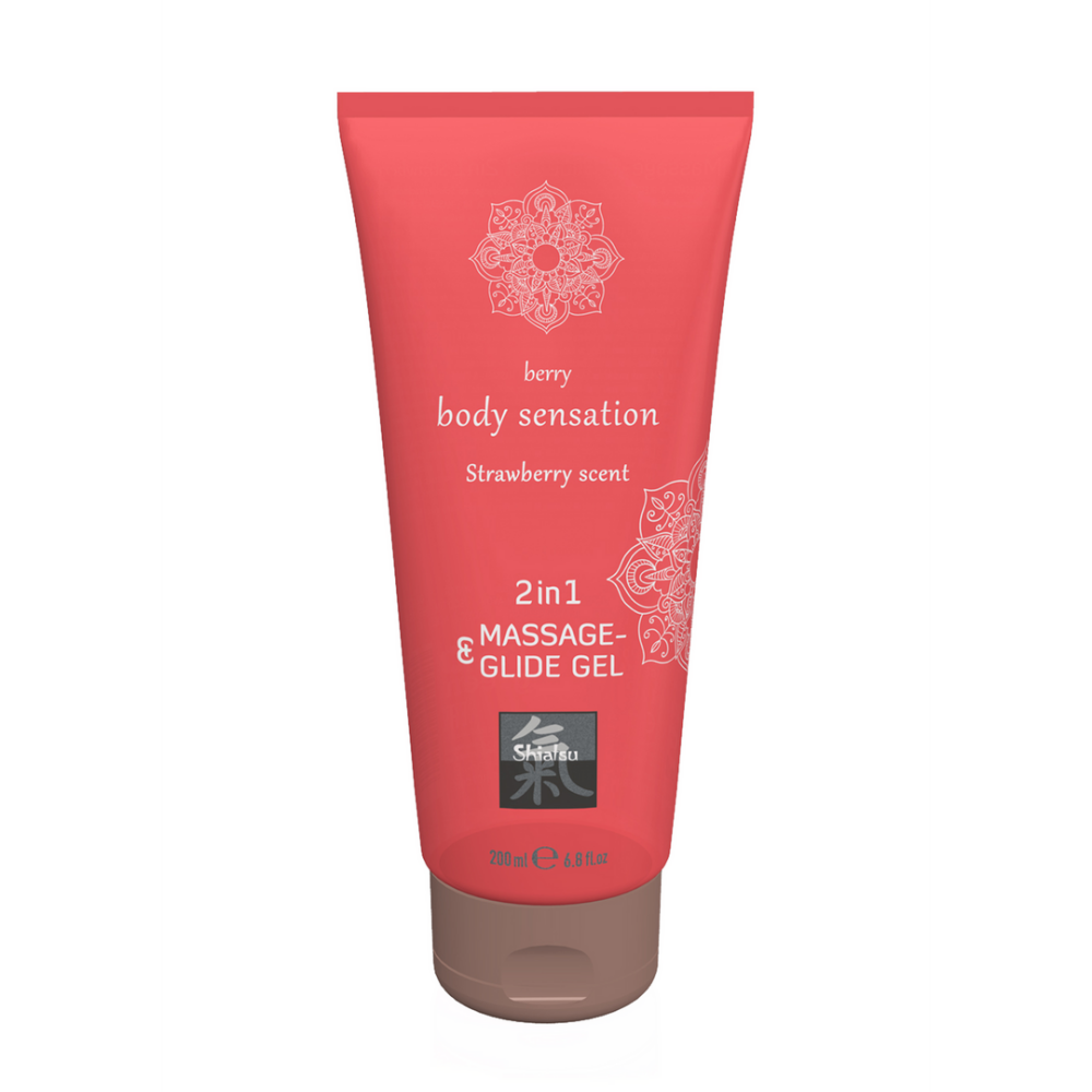 HOT 2 in 1 Massage en Glide Gel - Aardbei - 7 fl oz / 200 ml afbeelding