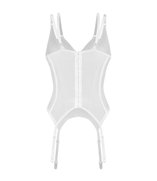 * OBSESSIVE Wit Transparant Lingerie  hemd met dubbele Beugelcups, Kant & Verstelbare Straps