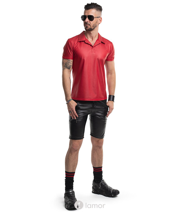 * RFP Rood wetlook overhemd  met opstaande kraag van het merk RFP