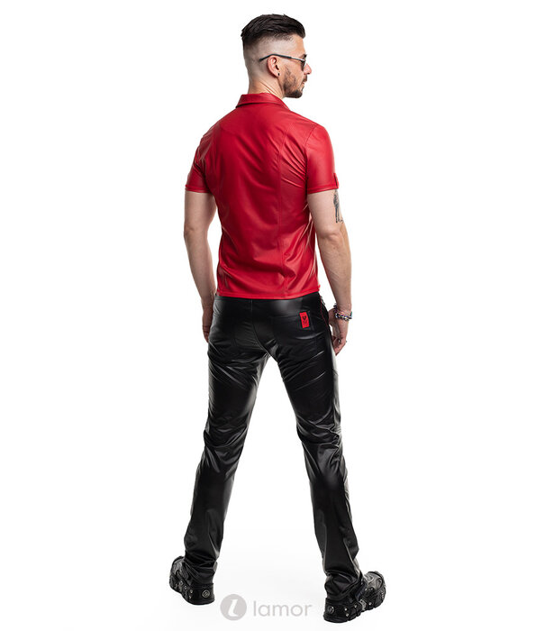 * RFP Rood wetlook overhemd  met opstaande kraag van het merk RFP