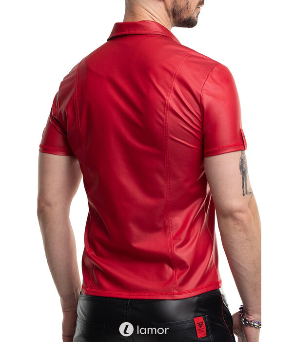 * RFP Heren T-Shirt RMMauricio001 rood – Matte Wetlook Polo met kraag, rits & RFP-logo