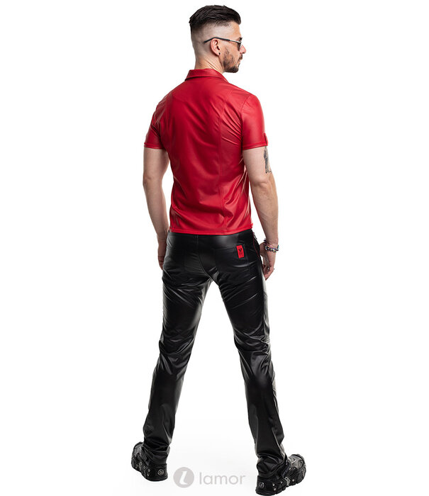 * RFP Heren T-Shirt RMMauricio001 rood – Matte Wetlook Polo met kraag, rits & RFP-logo