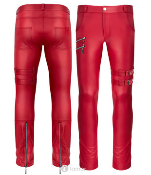 Rode wetlook heren broek, Tommaso002