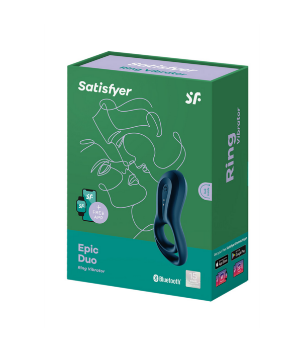 Satisfyer Epic Duo Ring - Dubbele Ring Vibrerende Cockring - Donkerblauw